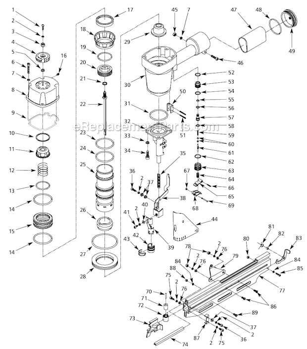 Page A Diagram and Parts List for  Campbell Hausfeld Nailer